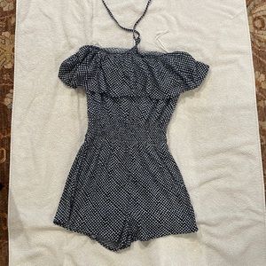 Aerie blue and white halter romper